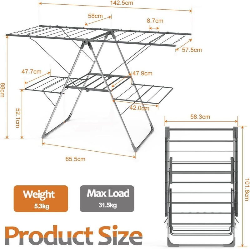 Clothes dryer Foldable Rack 2-Level 33 bars