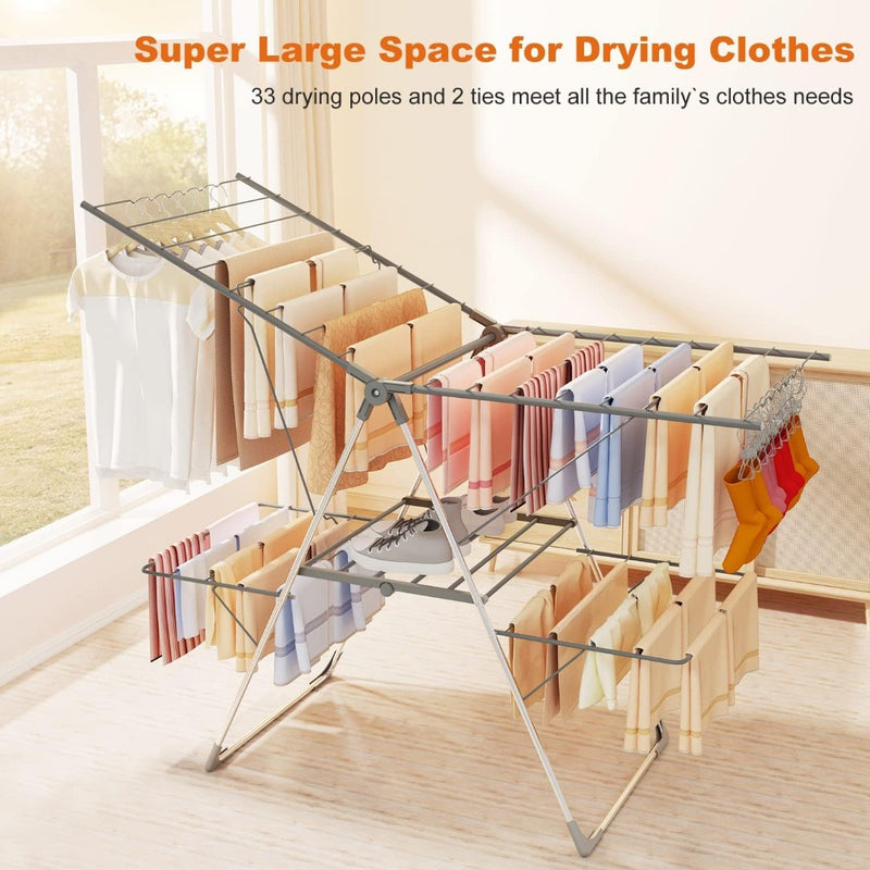 Clothes dryer Foldable Rack 2-Level 33 bars