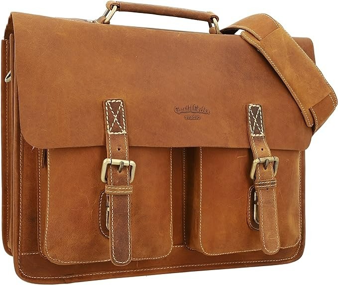 Satchel Bag Leather 39.5 x 33 x 13cm With Strap