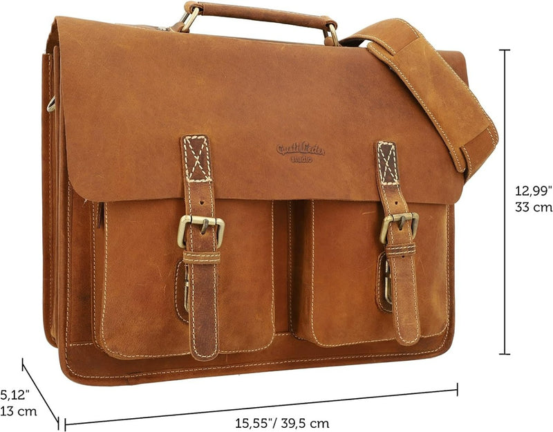 Satchel Bag Leather 39.5 x 33 x 13cm With Strap