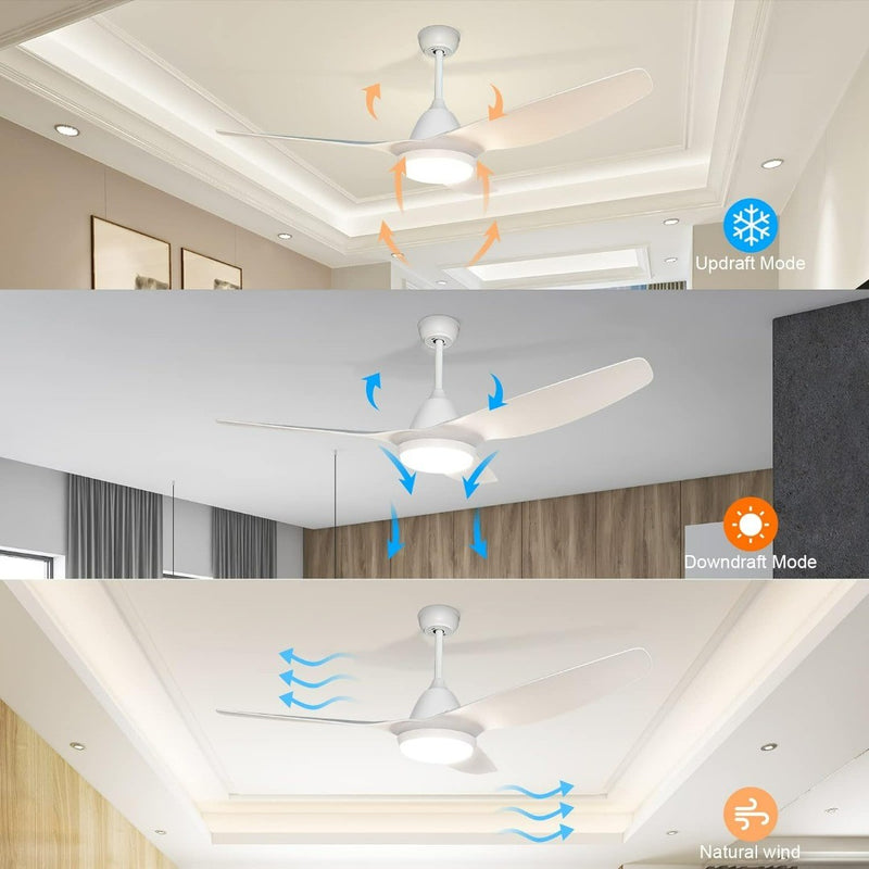 Ceiling Fan with Lighting and Remote Control, Lamp with Fan Flat 52 Inches