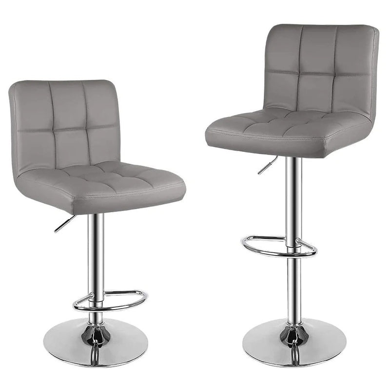 Bigzzia Barstools, Set of 2 PU Leather Swivel Height Adjustable Bar Chairs.