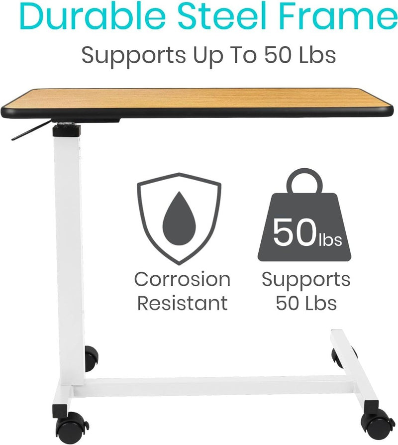 Overbed Table C-Shaped Tilting Rolling Table