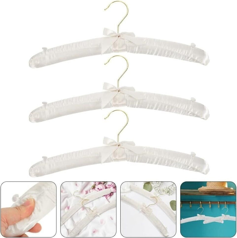 Satin Padded Clothes Hangers with Bow Design 240 Pieces Box DECHOUS