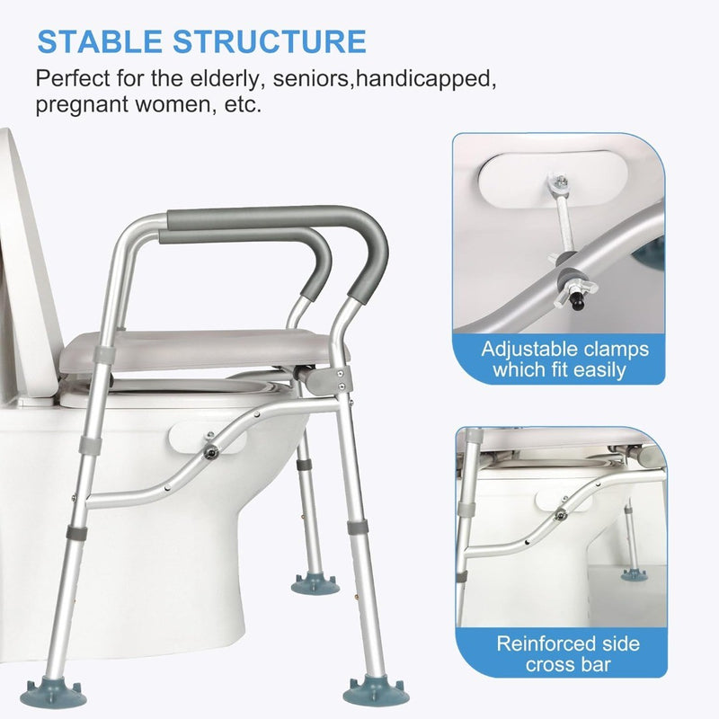 Toilet Safety Frame Adjustable Raised Grey