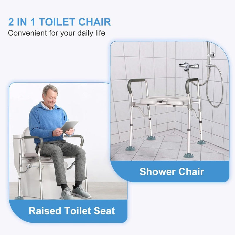 Toilet Safety Frame Adjustable Raised Grey