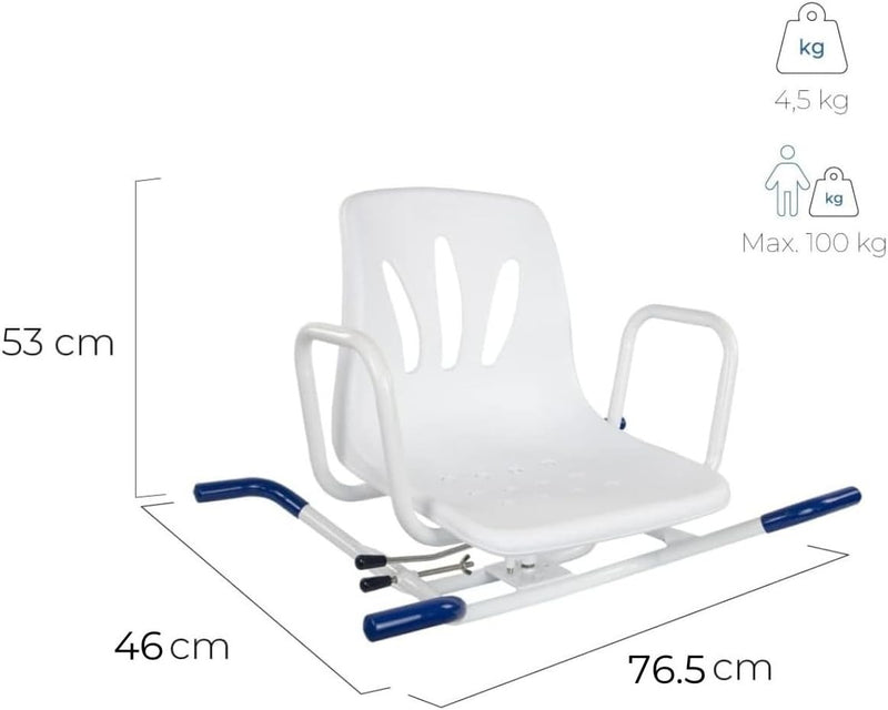 Bath Chair Lago Armrests Backrest 360º Swivel Elderly Disabled White Mobiclinic