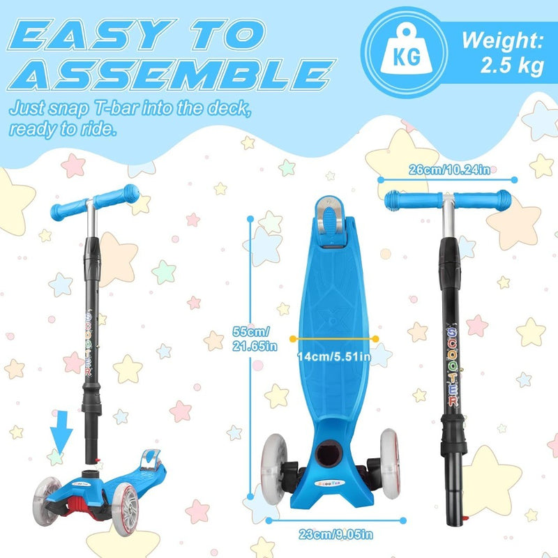 3 Wheel Kids Scooter for Kids Age 3-12 Kick Scooter ,Blue