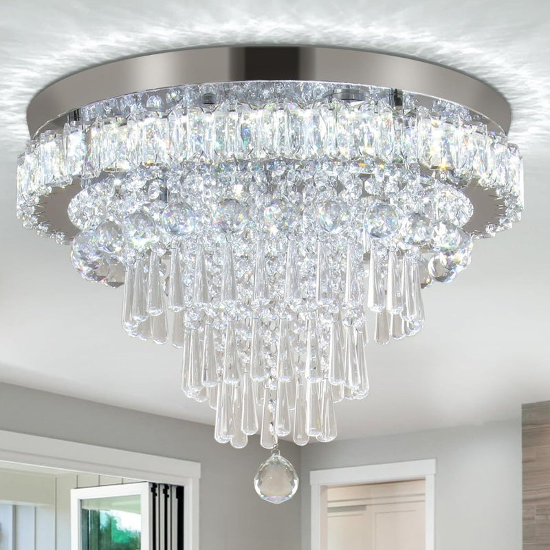 LED Chandelier 18" Crystal Flush Mount