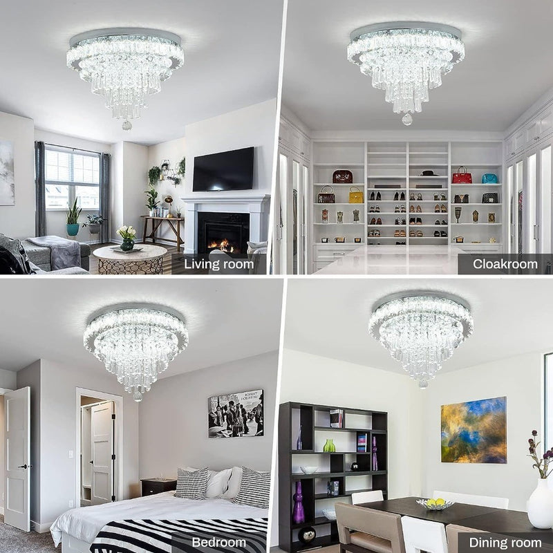 LED Chandelier 18" Crystal Flush Mount