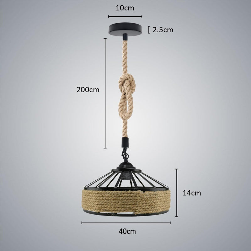 Hemp Rope light with Metal Frame 40cm Diameter