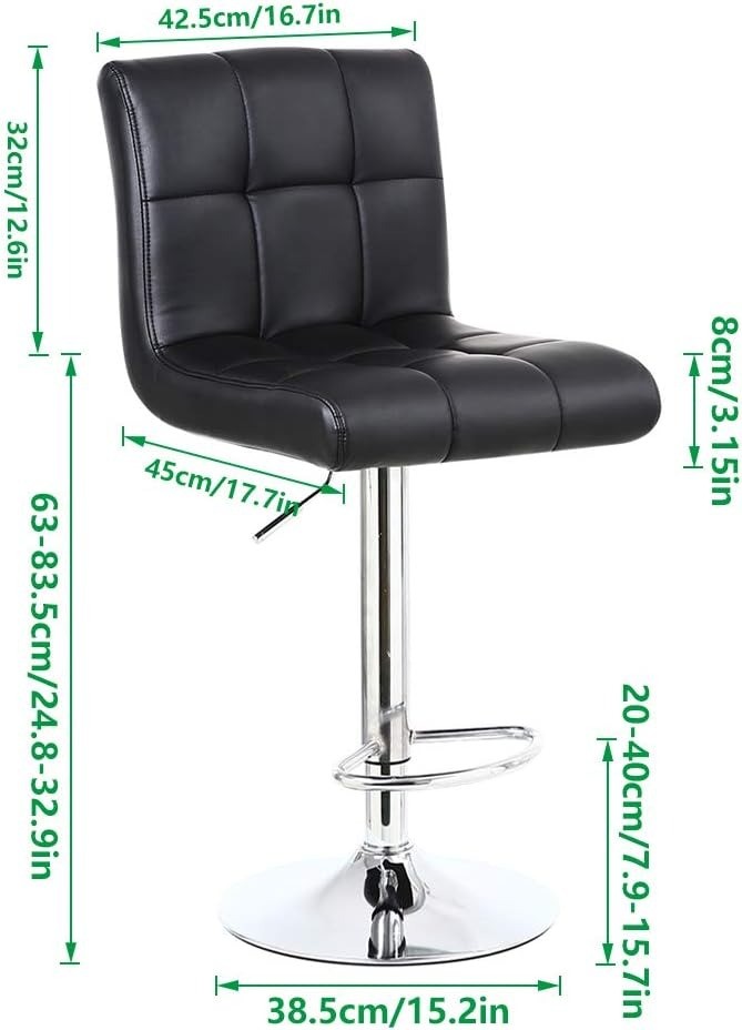 KKTONER Bar Stool PU Leather with Backrest Height Adjustable