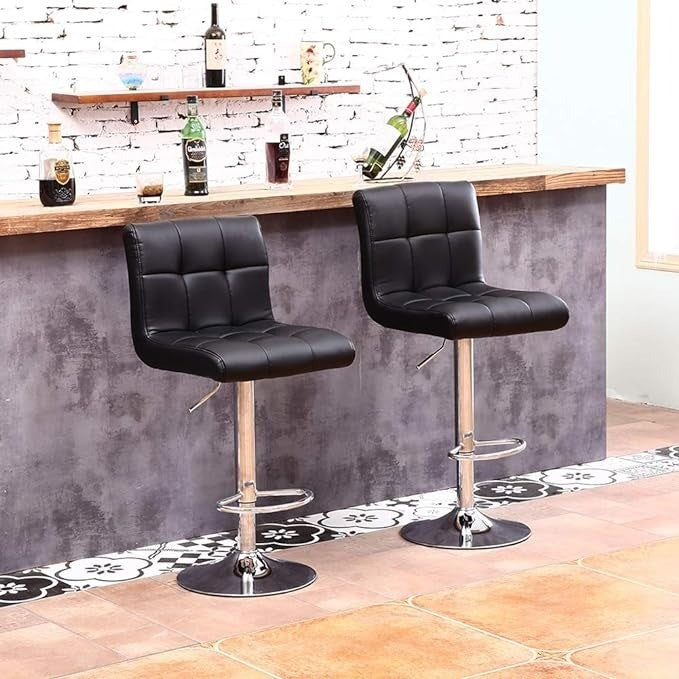 KKTONER Bar Stool PU Leather with Backrest Height Adjustable