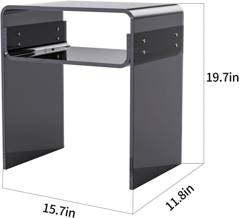 Clear Acrylic End Table 2-Tier Bedside nightstand