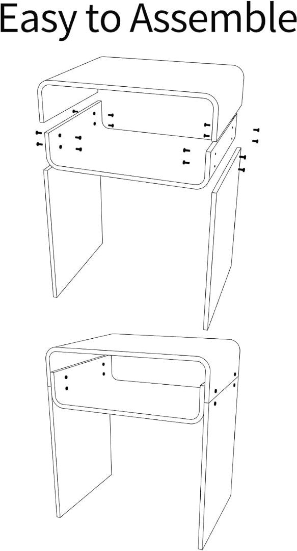 Clear Acrylic End Table 2-Tier Bedside nightstand