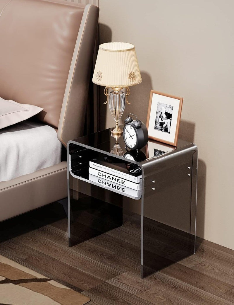 Clear Acrylic End Table 2-Tier Bedside nightstand