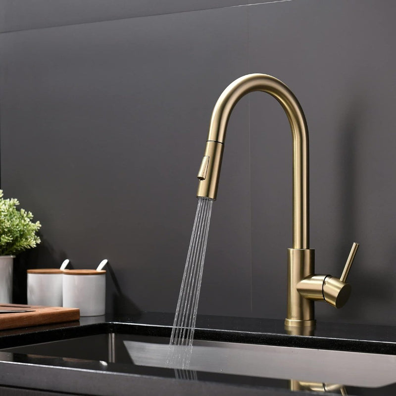 Gold Kitchen Tap with Pull Down Sprayer