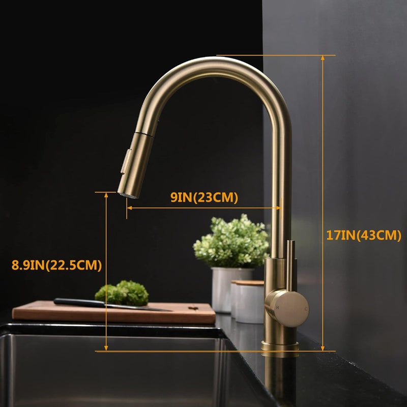 Gold Kitchen Tap with Pull Down Sprayer