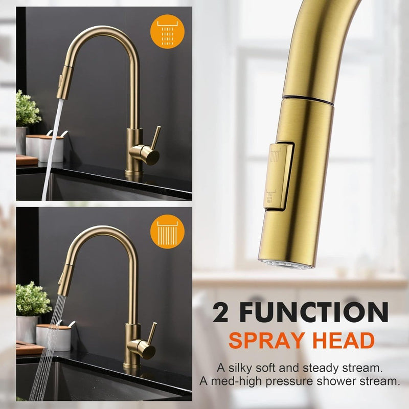 Gold Kitchen Tap with Pull Down Sprayer