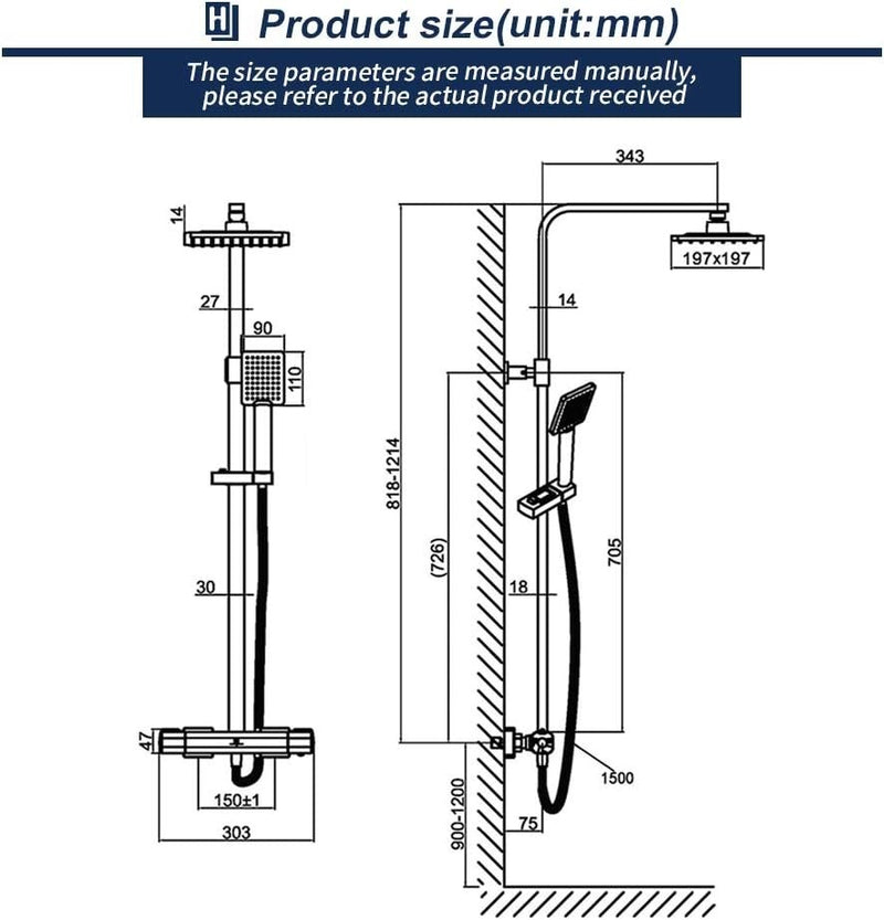 HOMELODY Square Shower Mixer Set