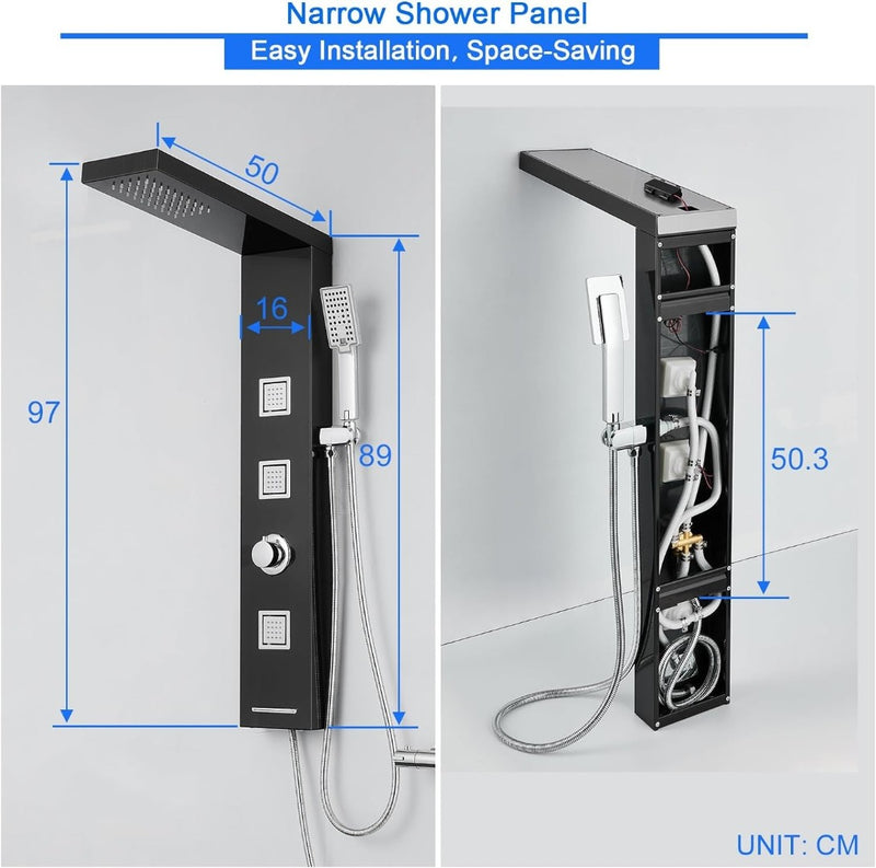 Shower Panel Tower LED Without Tap ‎97 x 21 x 21 cm