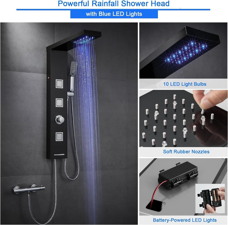 Shower Panel Tower LED Without Tap ‎97 x 21 x 21 cm