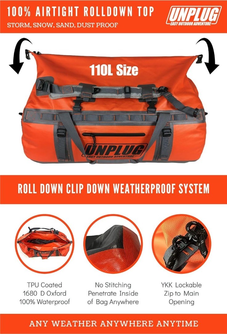 110L Heavy Duty Waterproof Duffle Bag UNPLUG