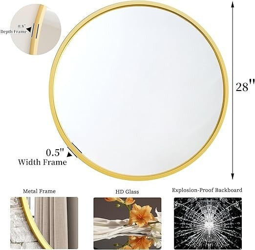 Gold Framed Round Mirror 60cm