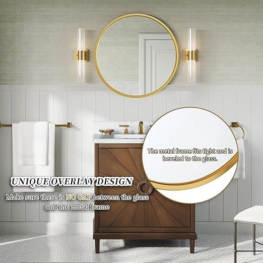 Gold Framed Round Mirror 60cm