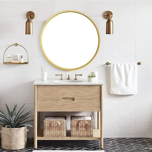 Gold Framed Round Mirror 60cm