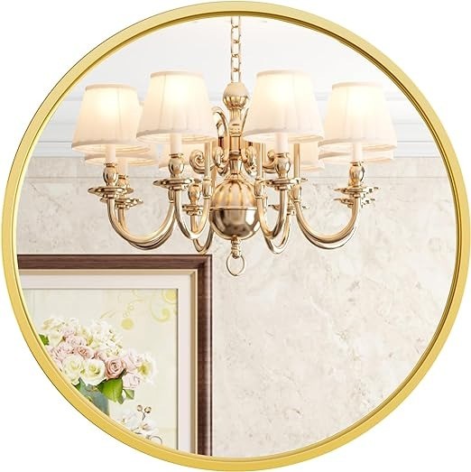 Gold Framed Round Mirror 60cm