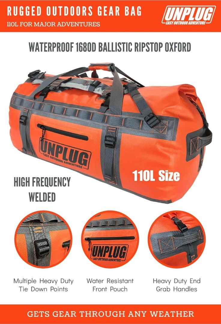 110L Heavy Duty Waterproof Duffle Bag UNPLUG