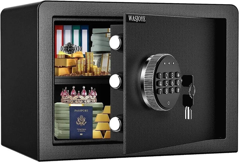 WASJOYE Safe Box with Electronic Keypad Black 16.9L