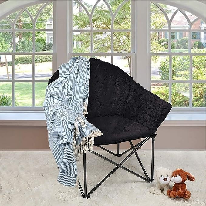 Camping Folding Moon Chair Black Portable