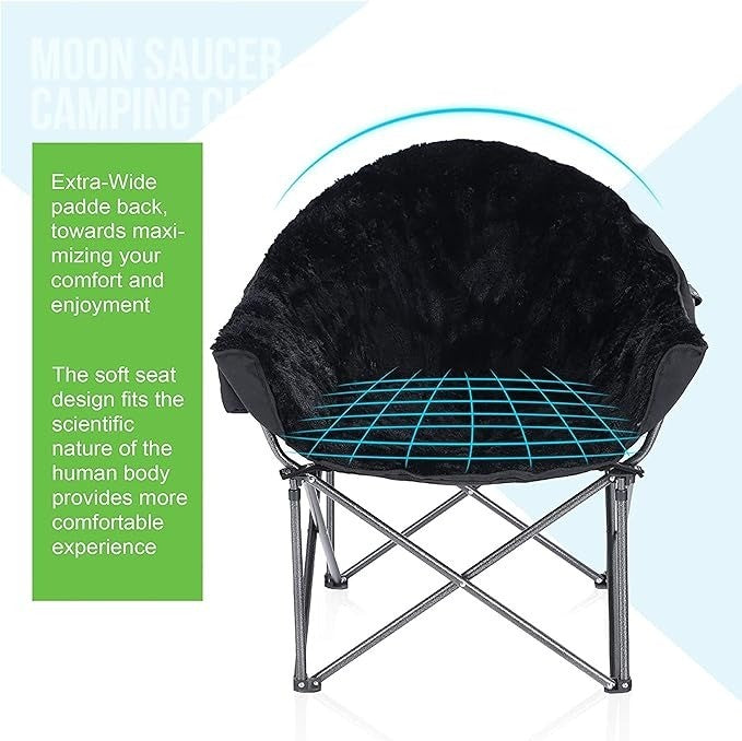 Camping Folding Moon Chair Black Portable