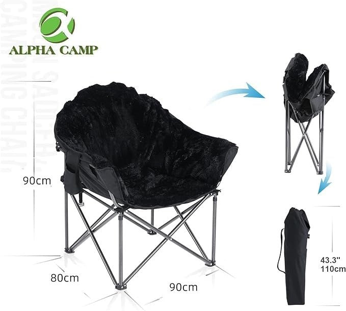 Camping Folding Moon Chair Black Portable