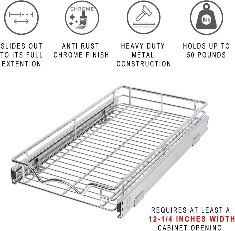 Pull Out Cabinet Organizer 11"W x 21"D