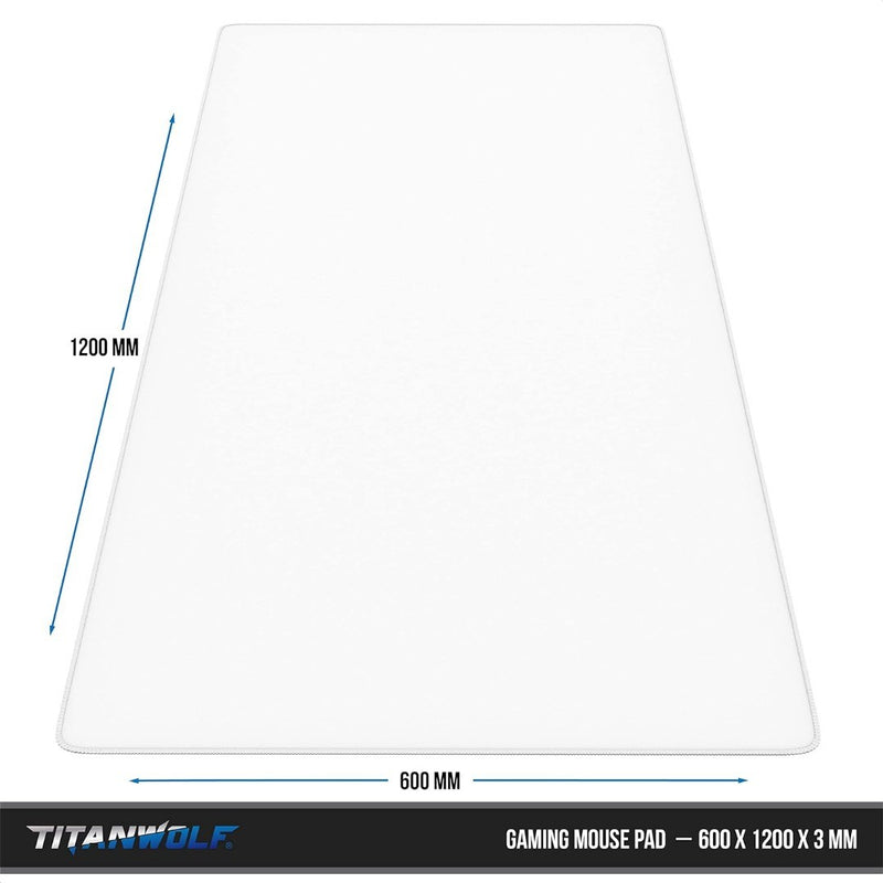 XXL Gaming Mouse Mat 1200x600mm White TITANWOLF