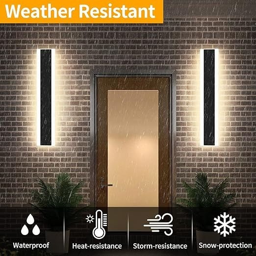 60CM Outdoor Modern Wall Light, 22W Long Acrylic Wall Light IP65 Rainproof 3000K