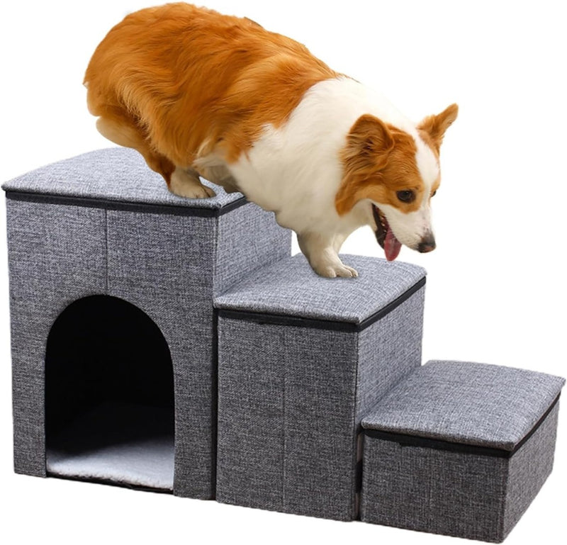 High Pet Bed Stairs 3-Step Pet Stairs For High Beds Portable Dog Steps