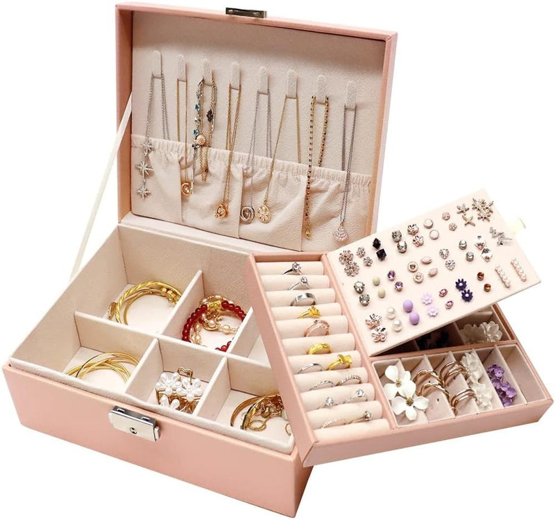 2 Jewelry Box Organizers Removable Tray Lockable