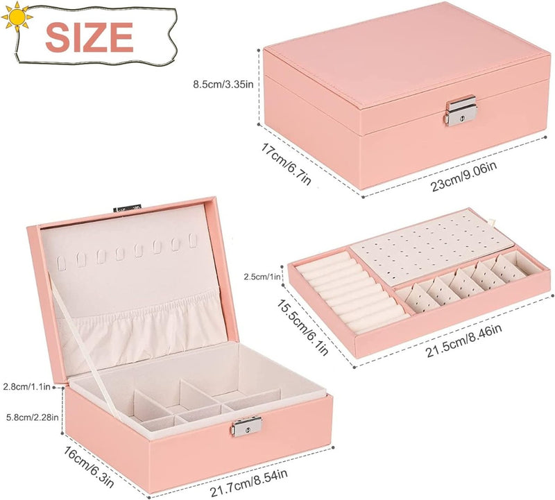 2 Jewelry Box Organizers Removable Tray Lockable