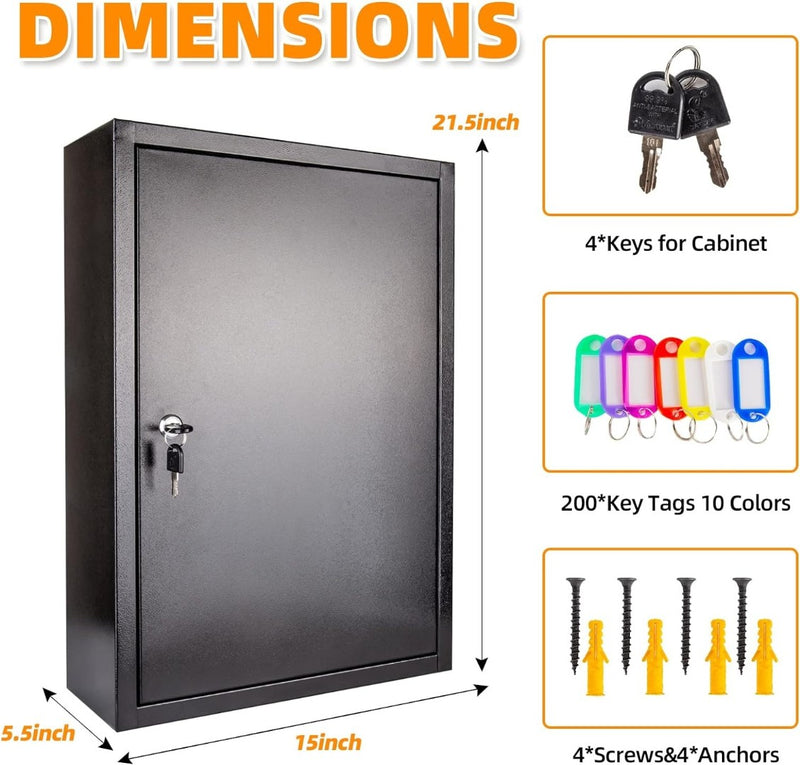 Key Cabinet with 200 Hooks 14 x 38 x 54.6 cm