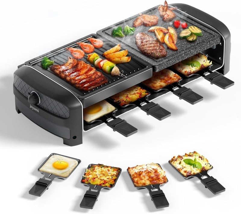 Raclette Grill, Electric Table Grill w/ Natural Grill Stone and Grill JOYAMI