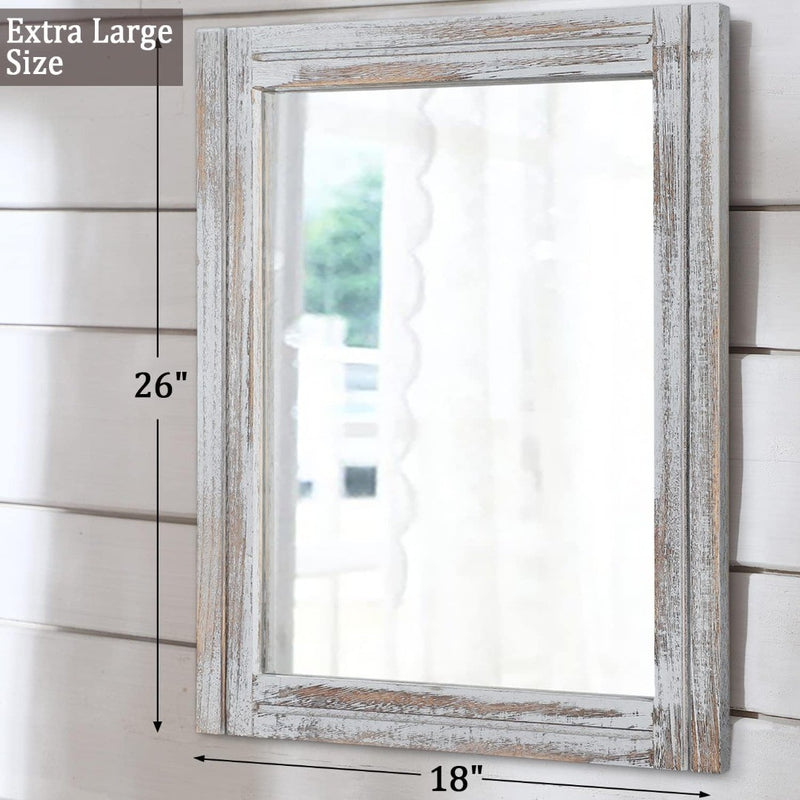 Wood Mirror 50 x 40 cm White Wash