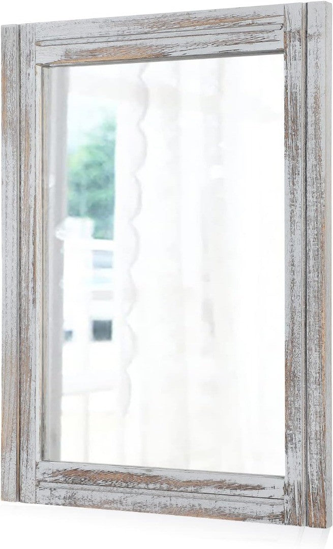 Wood Mirror 50 x 40 cm White Wash