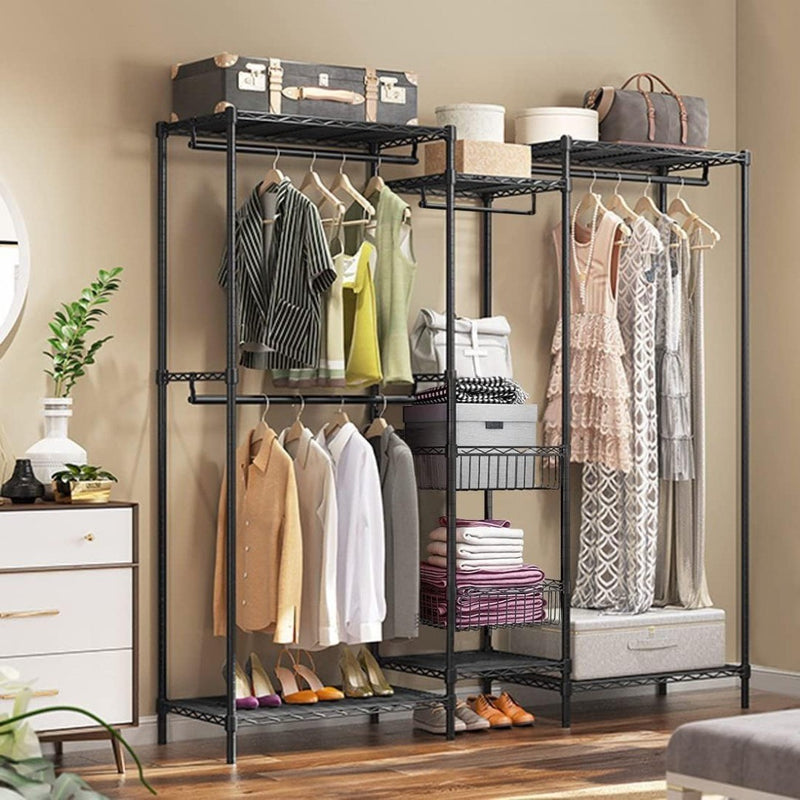 Clothing Rail Adjustable Shelves and Storage Baskets  FTEYUET