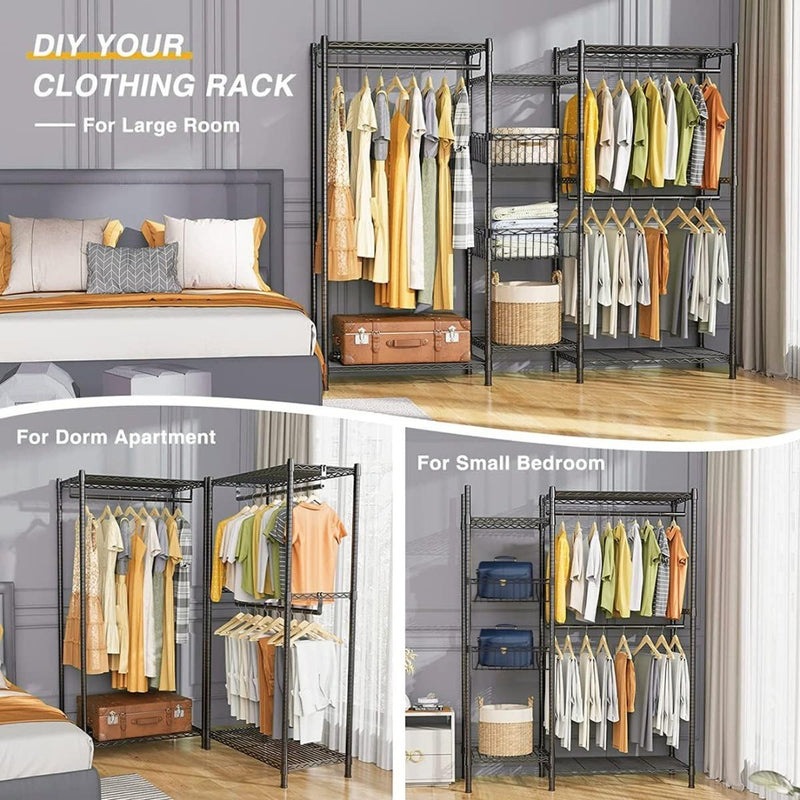 Clothing Rail Adjustable Shelves and Storage Baskets  FTEYUET