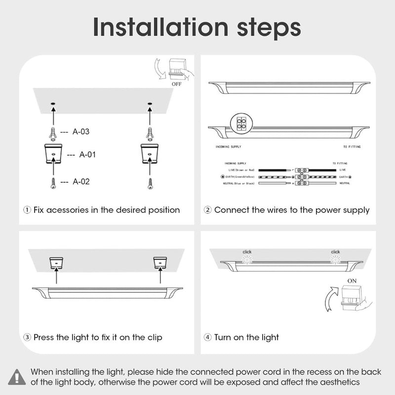 2 Pack 5FT LED Batten Lights 50W Slim