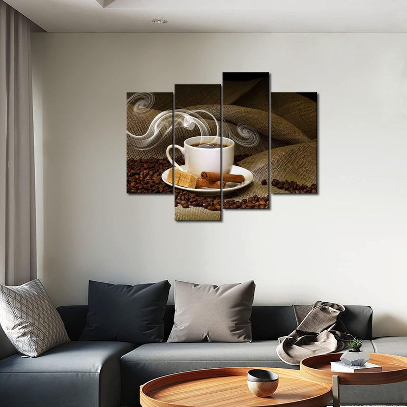 Print On Canvas Coffee And Bean 4 Panels